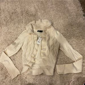 White House Black Market Cream Ivory Rabbit Hair and Wool Bolero Jacket Size M